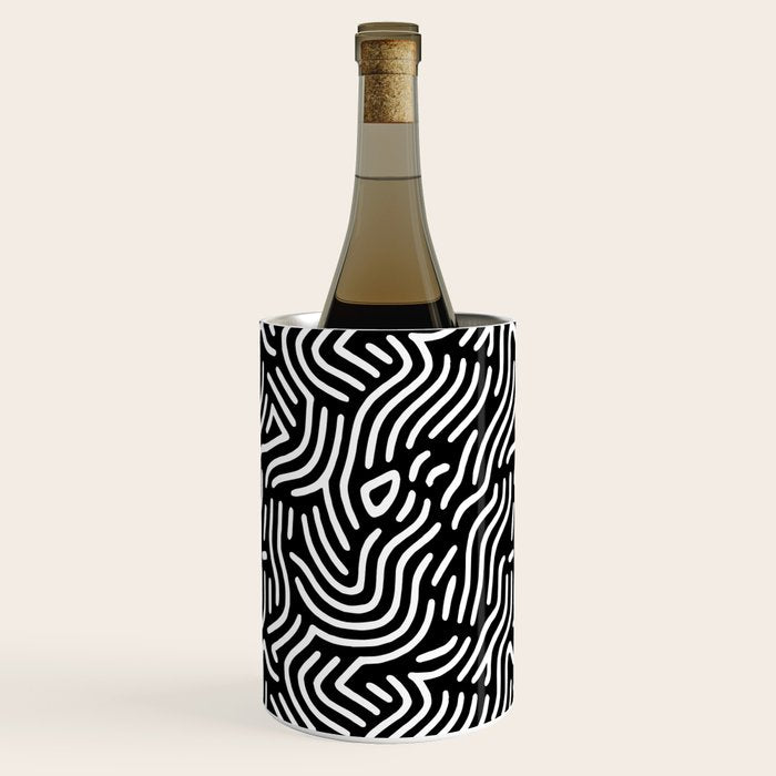 Black and white line art pattern Wine Chiller Gallery Image 1