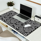 Black and white line art pattern Desk Mat Gallery Image 2
