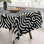 Black and white line art pattern Tablecloth Gallery Image 3
