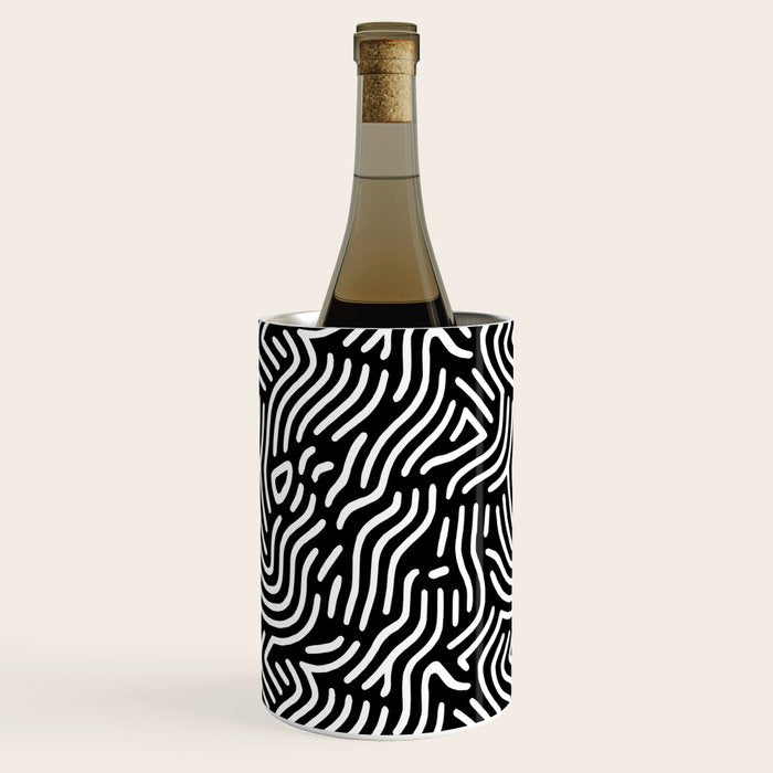 Black and white line art pattern Wine Chiller Gallery Image 2