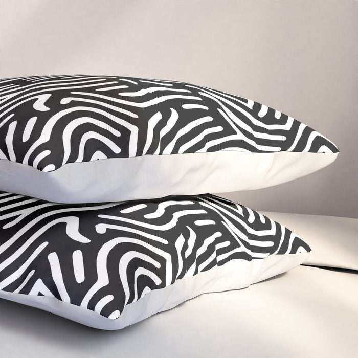 Black and white line art pattern Pillow Sham Gallery Image 3