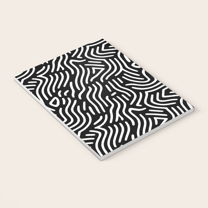 Black and white line art pattern Notebook Gallery Image 3
