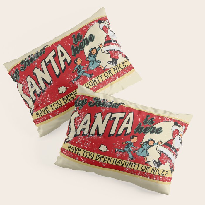 Naughty or Nice?, Vintage Santa Poster Pillow Sham Gallery Image 3