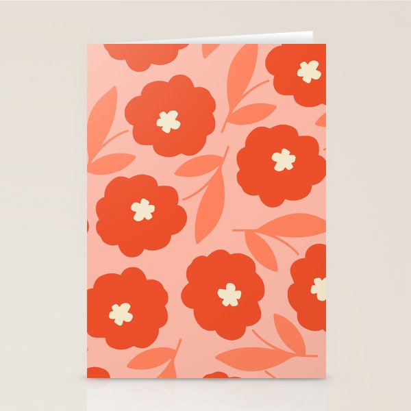Bold Flower - Red and Peach Stationery Card Gallery Image 1