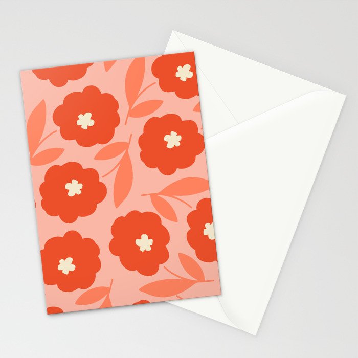Bold Flower - Red and Peach Stationery Card Gallery Image 2