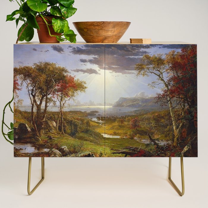 Autumn & Rays of Sun in the Hudson River Valley by Jasper Francis Cropsey Credenza Gallery Image 1