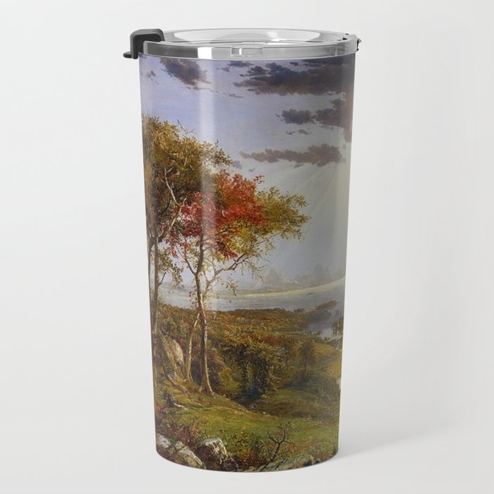 Autumn & Rays of Sun in the Hudson River Valley by Jasper Francis Cropsey Travel Mug Gallery Image 3