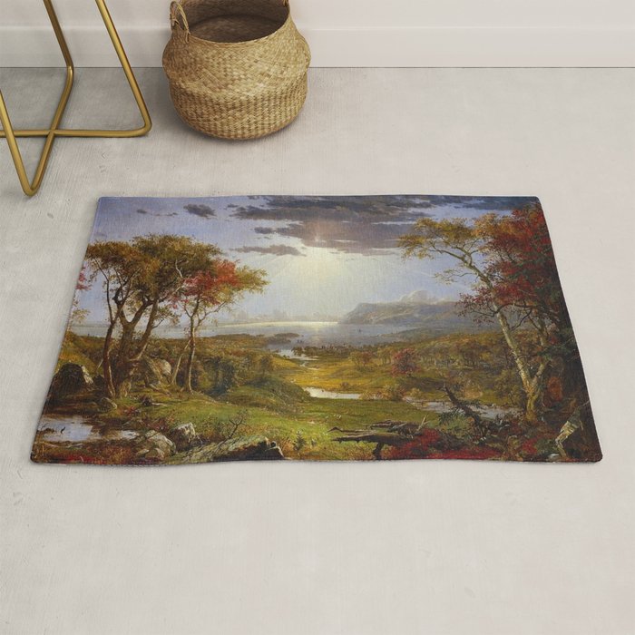 Autumn & Rays of Sun in the Hudson River Valley by Jasper Francis Cropsey Rug Gallery Image 1
