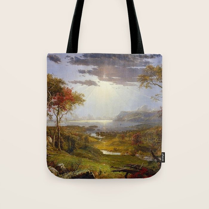 Autumn & Rays of Sun in the Hudson River Valley by Jasper Francis Cropsey Tote Bag Gallery Image 1