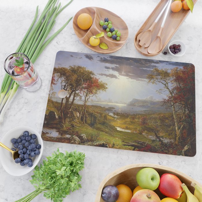 Autumn & Rays of Sun in the Hudson River Valley by Jasper Francis Cropsey Cutting Board Gallery Image 2