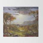 Autumn & Rays of Sun in the Hudson River Valley by Jasper Francis Cropsey Throw Blanket Gallery Image 2