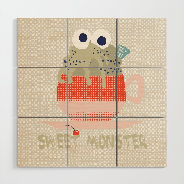 Sweet monster cupcake red Wood Wall Art Gallery Image 1