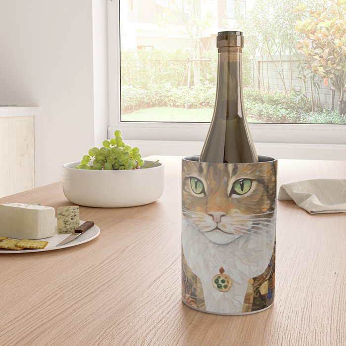 Gustav Klimt Style Tabby Cat with Diplomatic Immunity Wine Chiller Gallery Image 4