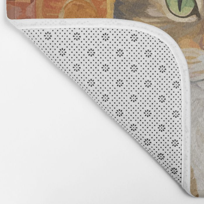 Gustav Klimt Style Tabby Cat with Diplomatic Immunity Bath Mat Gallery Image 2
