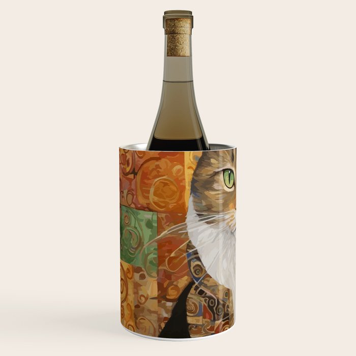 Gustav Klimt Style Tabby Cat with Diplomatic Immunity Wine Chiller Gallery Image 2