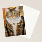 Gustav Klimt Style Tabby Cat with Diplomatic Immunity Stationery Card Gallery Image 2