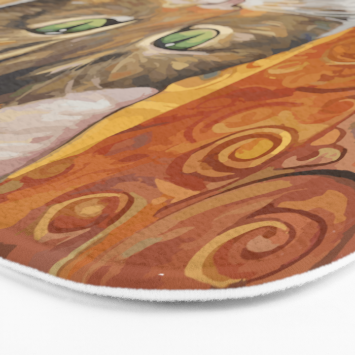 Gustav Klimt Style Tabby Cat with Diplomatic Immunity Bath Mat Gallery Image 3
