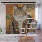 Gustav Klimt Style Tabby Cat with Diplomatic Immunity Wall Mural Gallery Image 1