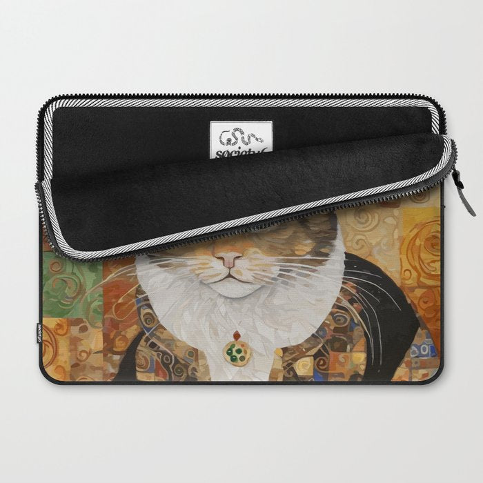 Gustav Klimt Style Tabby Cat with Diplomatic Immunity Laptop Sleeve Gallery Image 2
