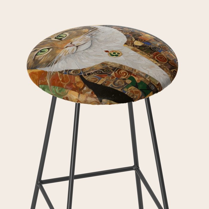 Gustav Klimt Style Tabby Cat with Diplomatic Immunity Stool Gallery Image 2