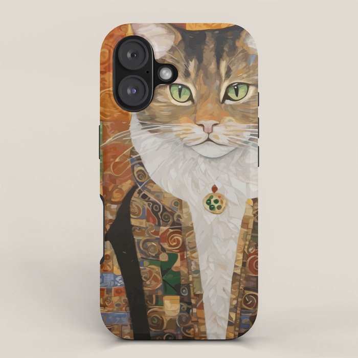 Gustav Klimt Style Tabby Cat with Diplomatic Immunity iPhone Case Gallery Image 1