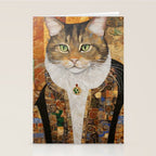 Gustav Klimt Style Tabby Cat with Diplomatic Immunity Stationery Card Gallery Image 2