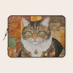 Gustav Klimt Style Tabby Cat with Diplomatic Immunity Laptop Sleeve Gallery Image 1