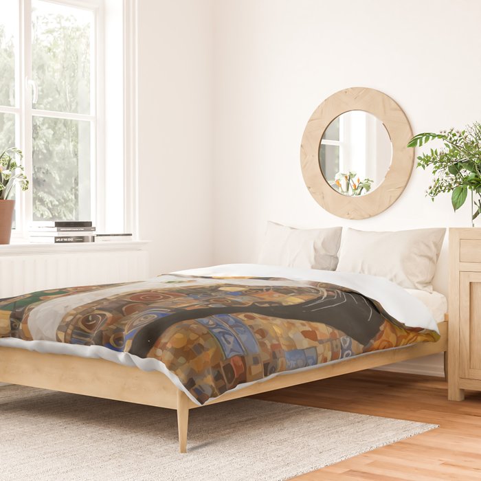 Gustav Klimt Style Tabby Cat with Diplomatic Immunity Duvet Cover Gallery Image 2