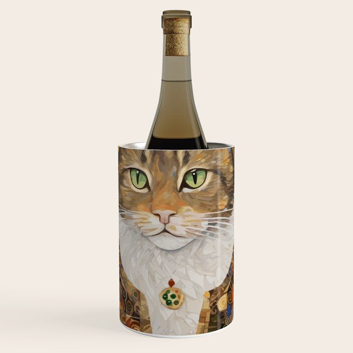 Gustav Klimt Style Tabby Cat with Diplomatic Immunity Wine Chiller Gallery Image 1