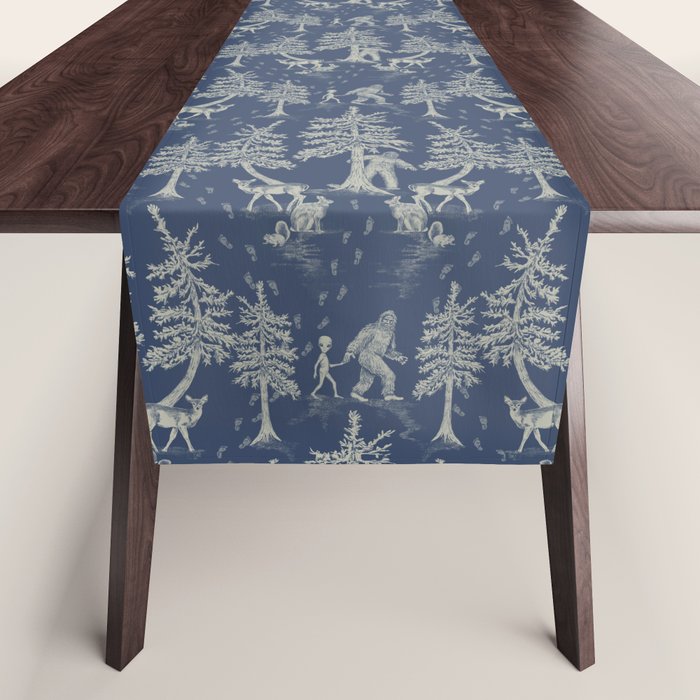 Navy Blue Bigfoot & Friends Table Runner Gallery Image 1