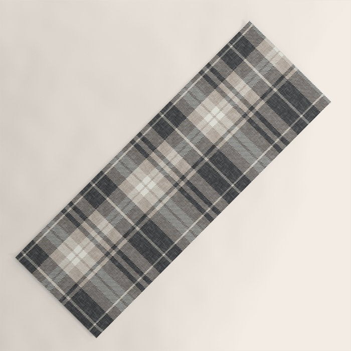 fall plaid - tan and charcoal Yoga Mat Gallery Image 1