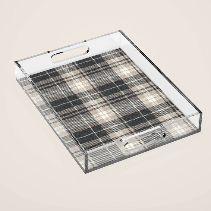 fall plaid - tan and charcoal Acrylic Tray Gallery Image 1