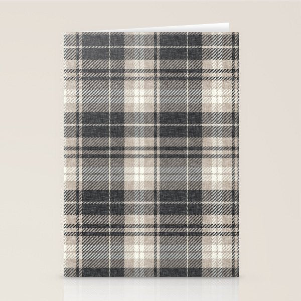 fall plaid - tan and charcoal Stationery Card Gallery Image 2
