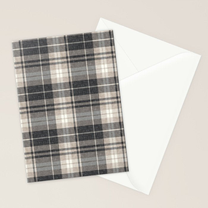 fall plaid - tan and charcoal Stationery Card Gallery Image 2