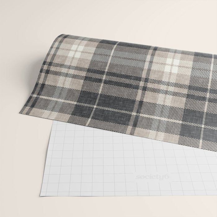fall plaid - tan and charcoal Wrapping Paper Gallery Image 2
