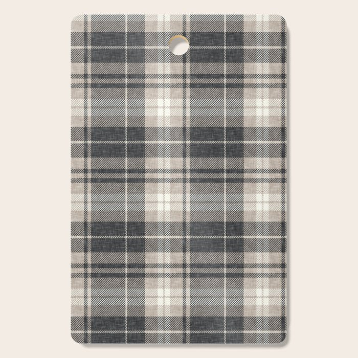 fall plaid - tan and charcoal Cutting Board Gallery Image 1