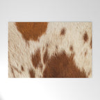 Brown Cowhide, Cow Skin Print Pattern Modern Cowhide Faux Leather Welcome Mat Gallery Image 1
