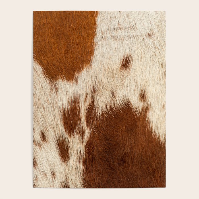 Brown Cowhide, Cow Skin Print Pattern Modern Cowhide Faux Leather Poster Gallery Image 4