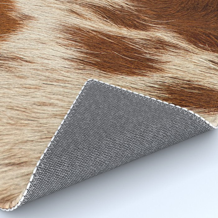 Brown Cowhide, Cow Skin Print Pattern Modern Cowhide Faux Leather Rug Gallery Image 4
