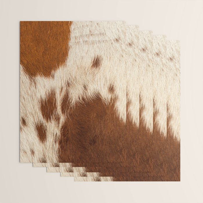 Brown Cowhide, Cow Skin Print Pattern Modern Cowhide Faux Leather Wrapping Paper Gallery Image 3