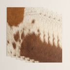 Brown Cowhide, Cow Skin Print Pattern Modern Cowhide Faux Leather Wrapping Paper Gallery Image 3