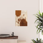 Brown Cowhide, Cow Skin Print Pattern Modern Cowhide Faux Leather Poster Gallery Image 2