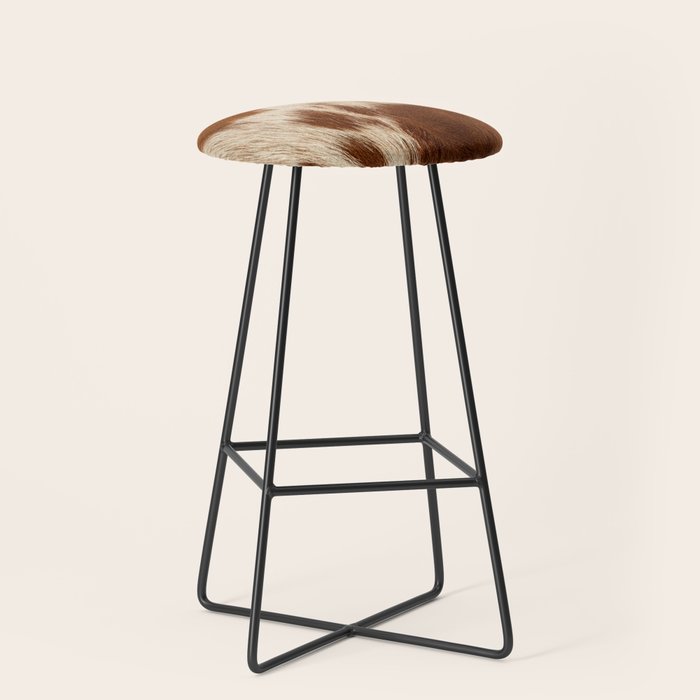 Brown Cowhide, Cow Skin Print Pattern Modern Cowhide Faux Leather Stool Gallery Image 1