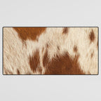 Brown Cowhide, Cow Skin Print Pattern Modern Cowhide Faux Leather Desk Mat Gallery Image 3