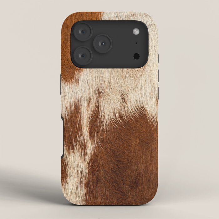 Brown Cowhide, Cow Skin Print Pattern Modern Cowhide Faux Leather iPhone Case Gallery Image 3