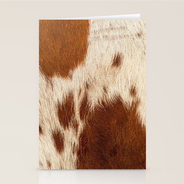 Brown Cowhide, Cow Skin Print Pattern Modern Cowhide Faux Leather Stationery Card Gallery Image 2