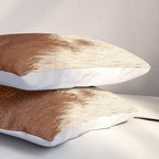 Brown Cowhide, Cow Skin Print Pattern Modern Cowhide Faux Leather Pillow Sham Gallery Image 3