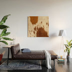 Brown Cowhide, Cow Skin Print Pattern Modern Cowhide Faux Leather Wood Wall Art Gallery Image 2