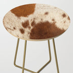 Brown Cowhide, Cow Skin Print Pattern Modern Cowhide Faux Leather Side Table Gallery Image 2