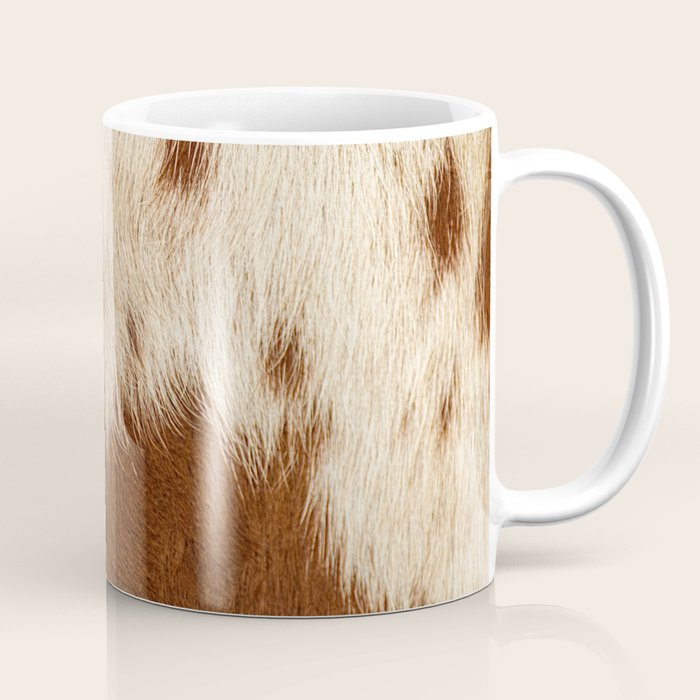 Brown Cowhide, Cow Skin Print Pattern Modern Cowhide Faux Leather Coffee Mug Gallery Image 1